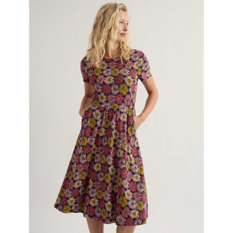 Seasalt Cornwall S/S April Dress - Painted Asters Maritime image number 2